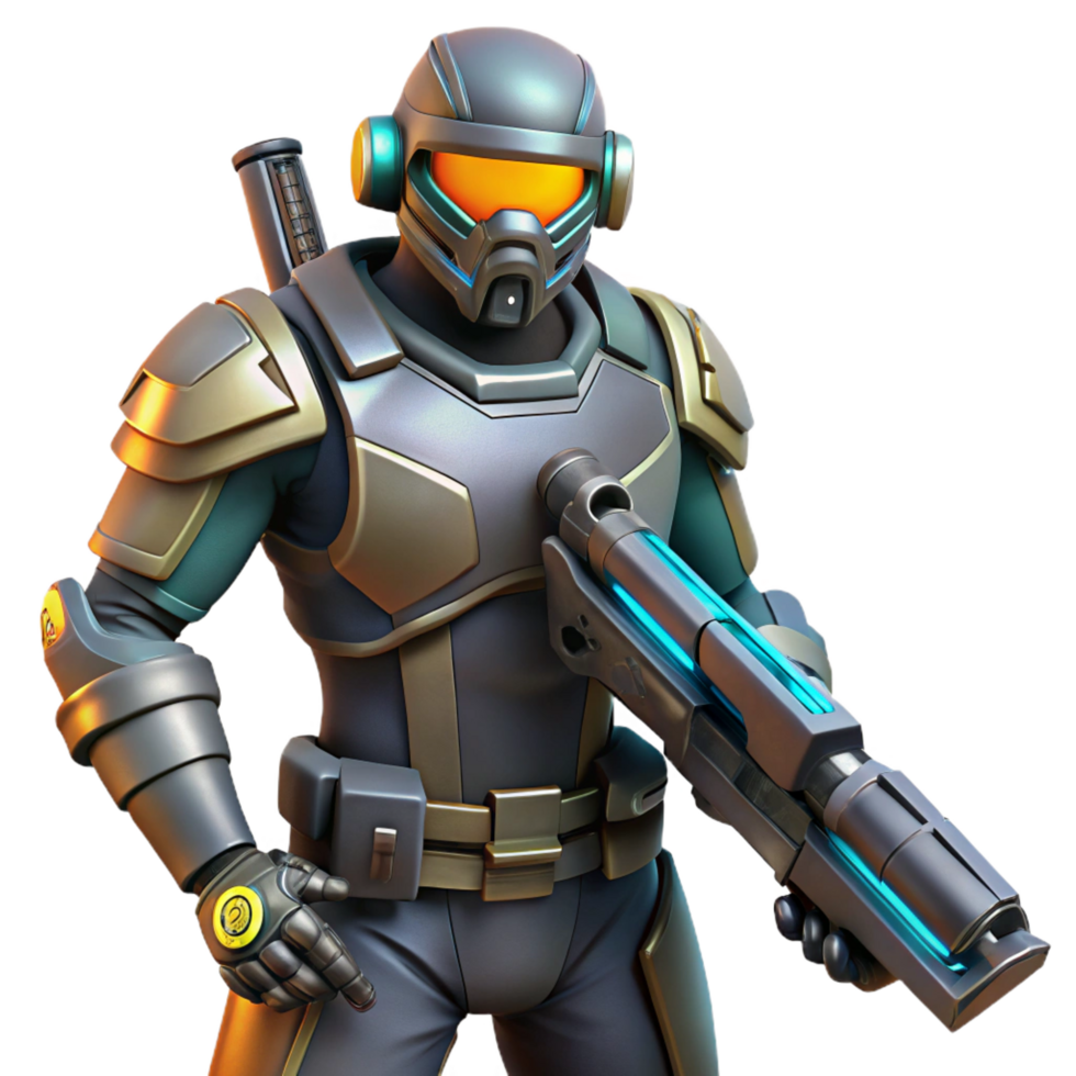 beautiful classic extraordinary vintage Futuristic Soldier 3D Render high quality high quality png
