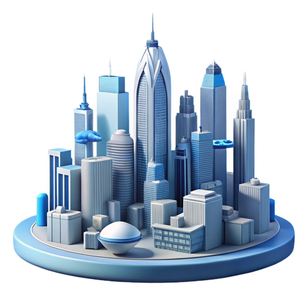 dramatic modern stunning rustic 3D Cityscape Illustration exclusive 4K png