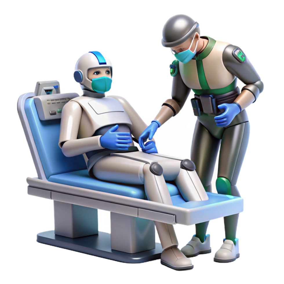 wonderful traditional vibrant rustic 3D Illustration Robot Checkup authentic premium png
