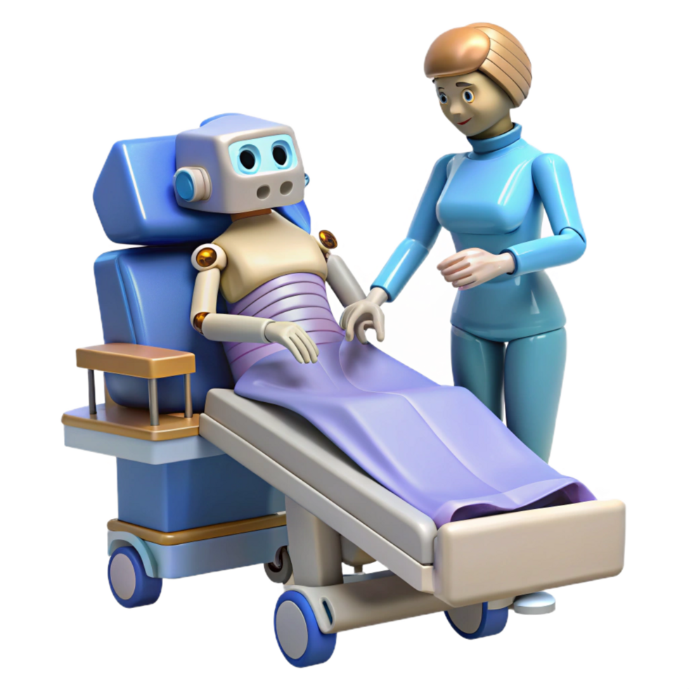 dramatic artistic 3D Illustration Robot Patient Care genuine png