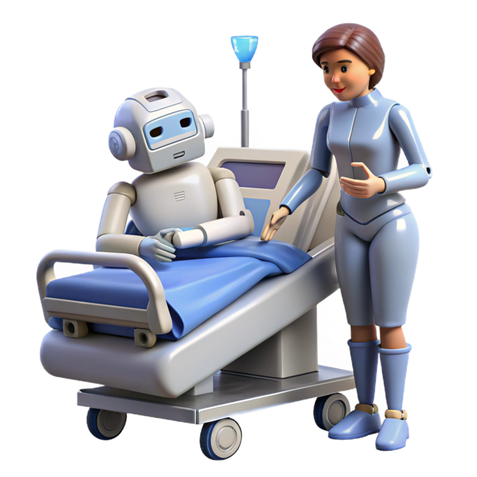 stunning traditional 3D Illustration Robot Patient Care exclusive png