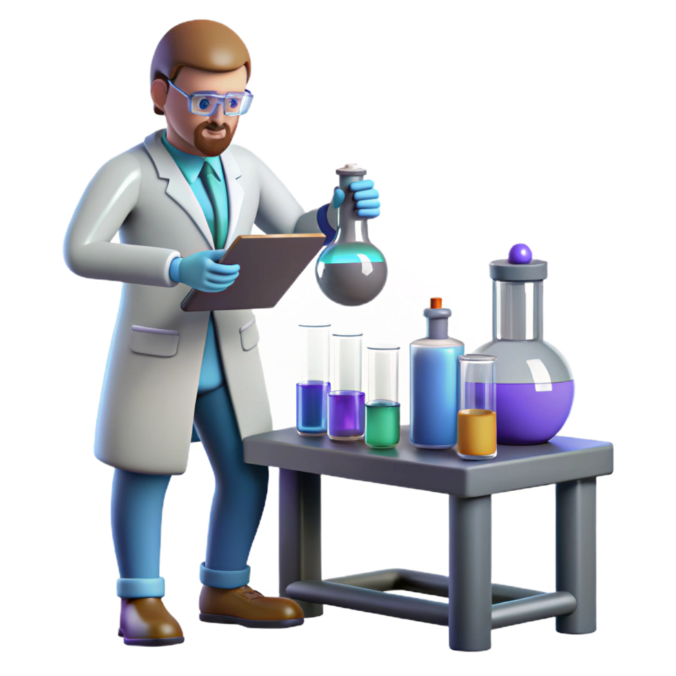 stunning contemporary 3D Illustration Scientist Lab Research premium png