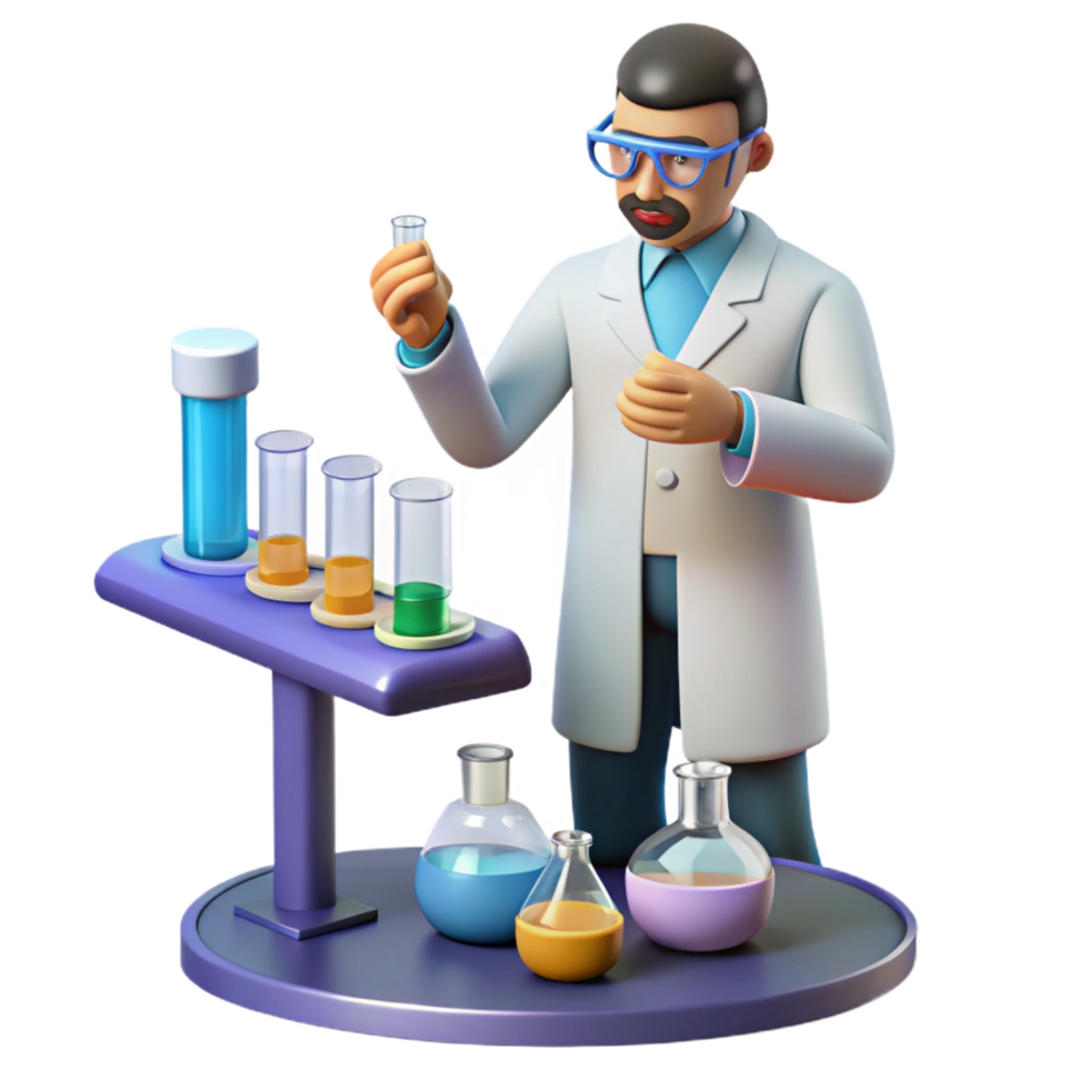 stunning abstract 3D Illustration Scientist Lab Experiment high resolution png