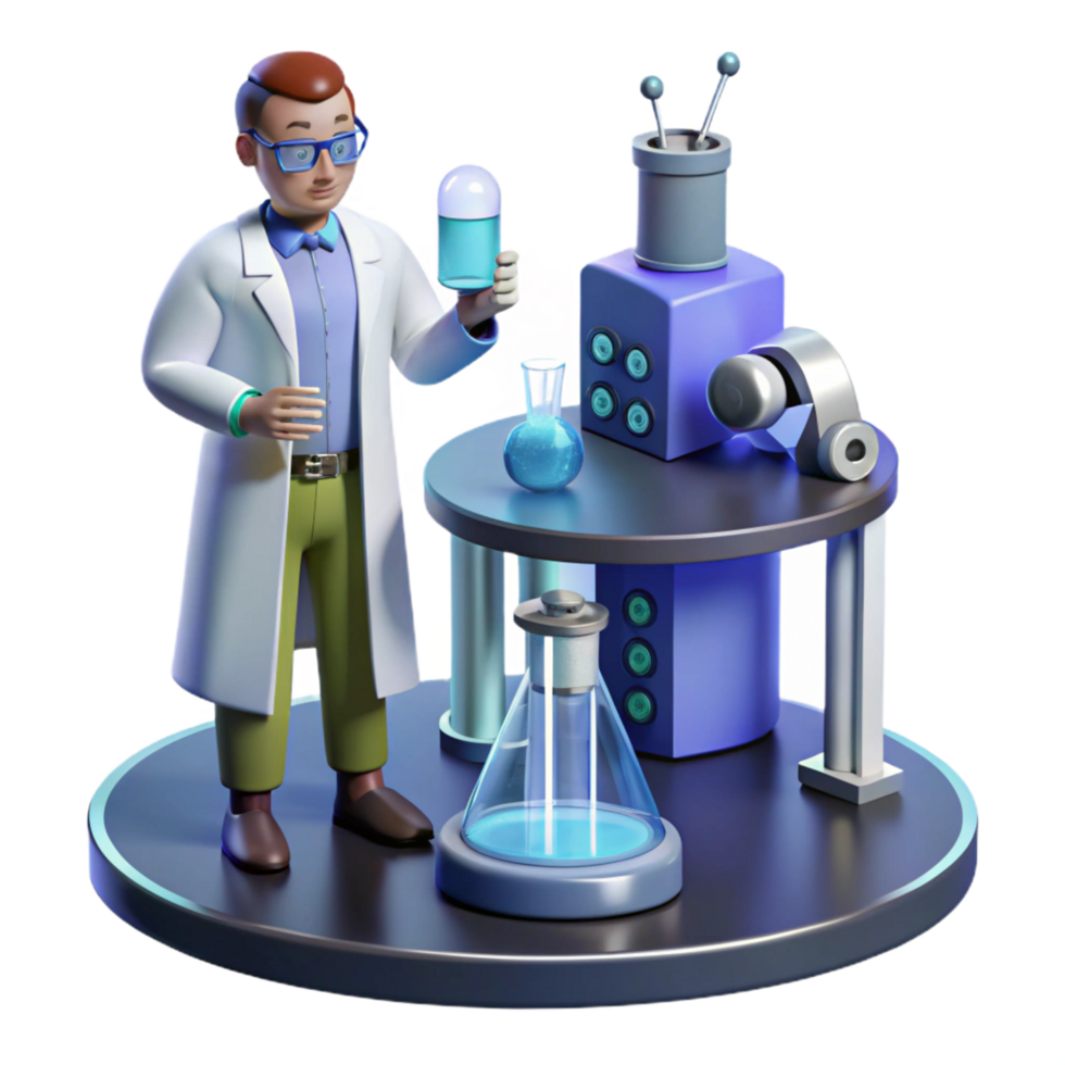 impressive rustic 3D Illustration Scientist Lab Research professional png