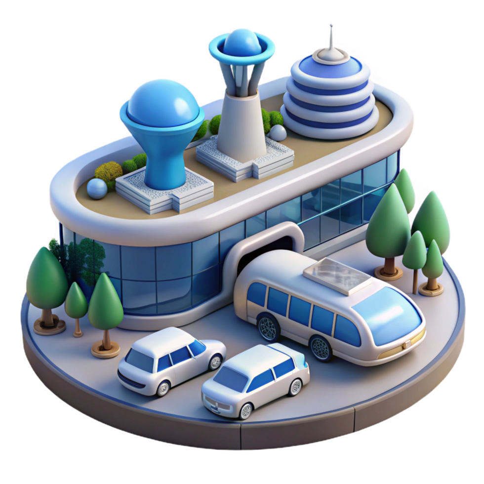 elegant creative vibrant rustic Futuristic Building 3D Illustration 4K high quality png