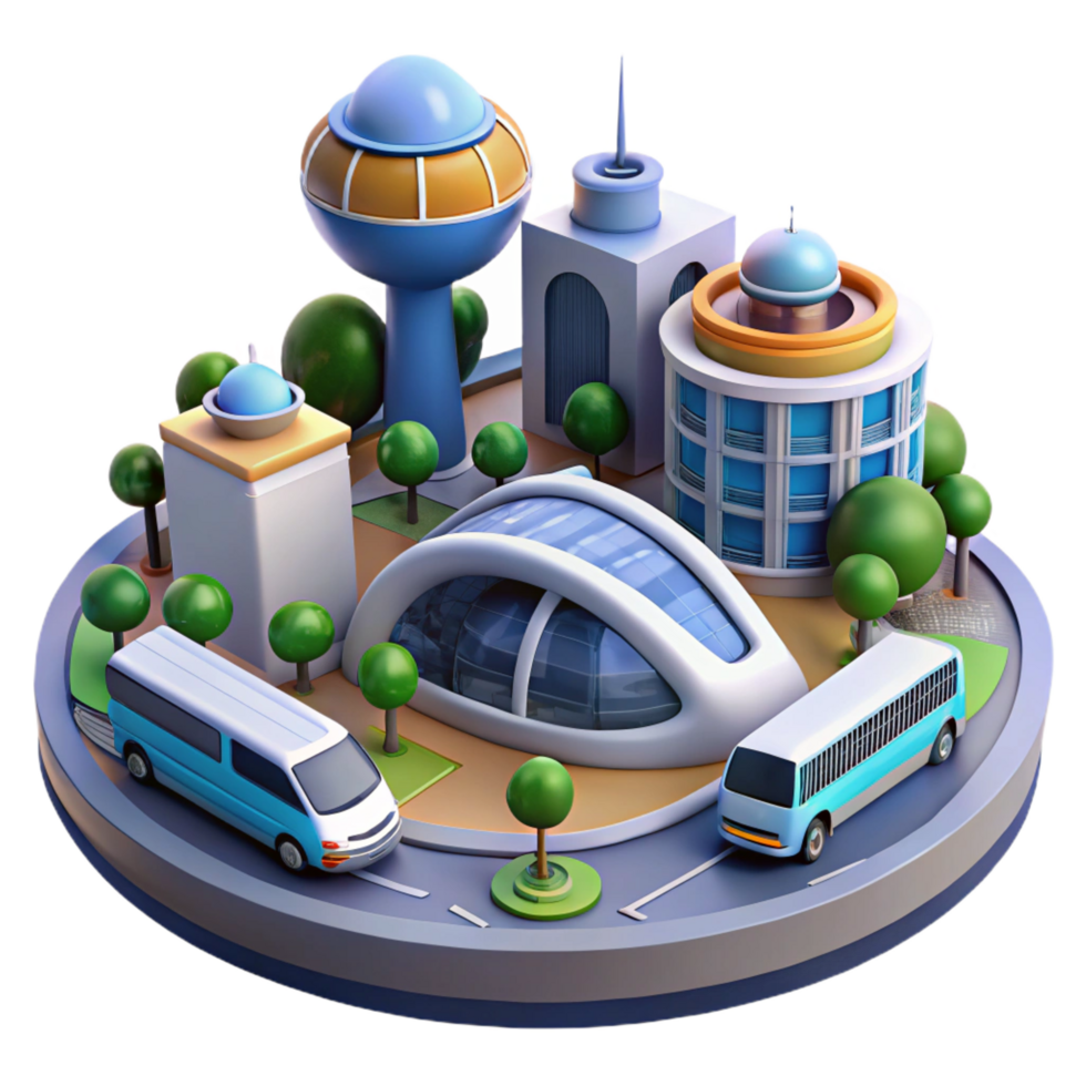 wonderful creative 3D Cartoon Cityscape Illustration high resolution png