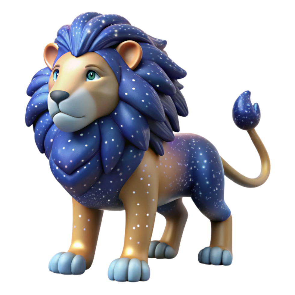vibrant minimalist 3D Render Celestial Lion detailed png