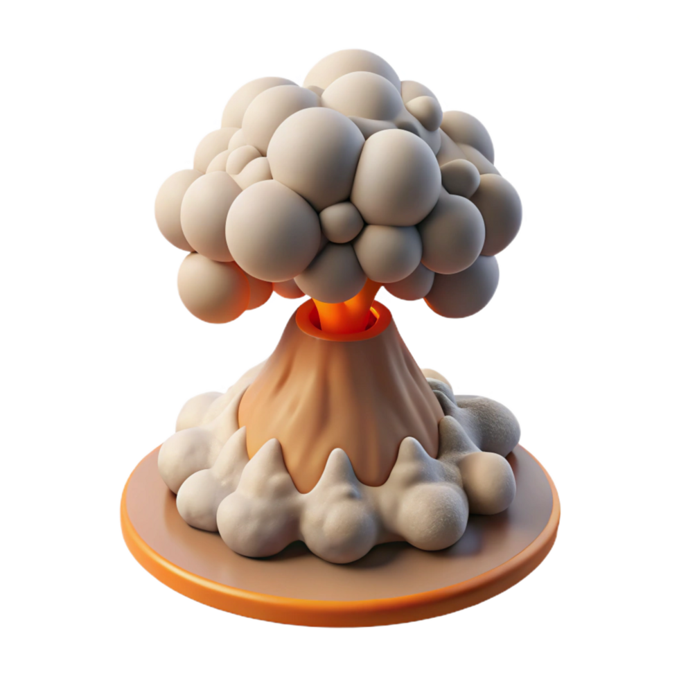 impressive traditional Cartoon Volcano Eruption 3D Render authentic png