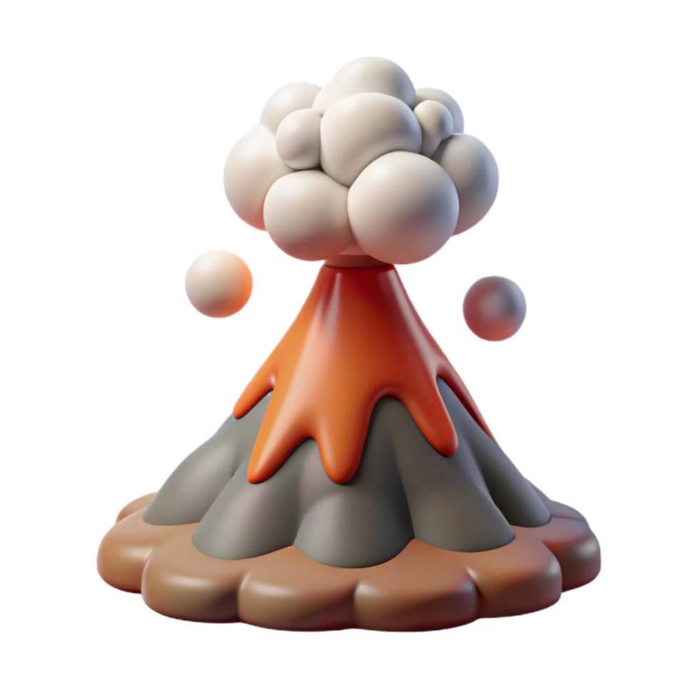 wonderful vintage Cartoon Volcano 3D Render professional png