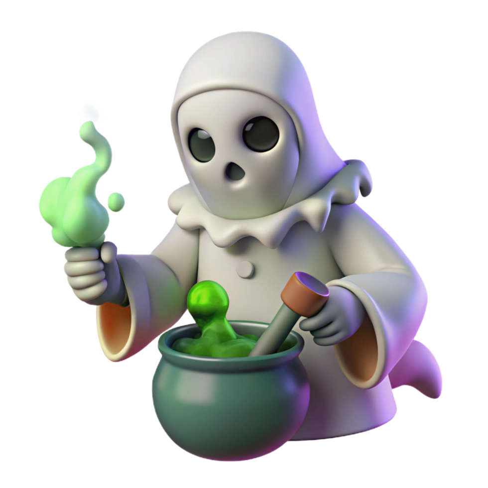 magnificent abstract Cute Ghost 3D Render, Halloween Potion high resolution png
