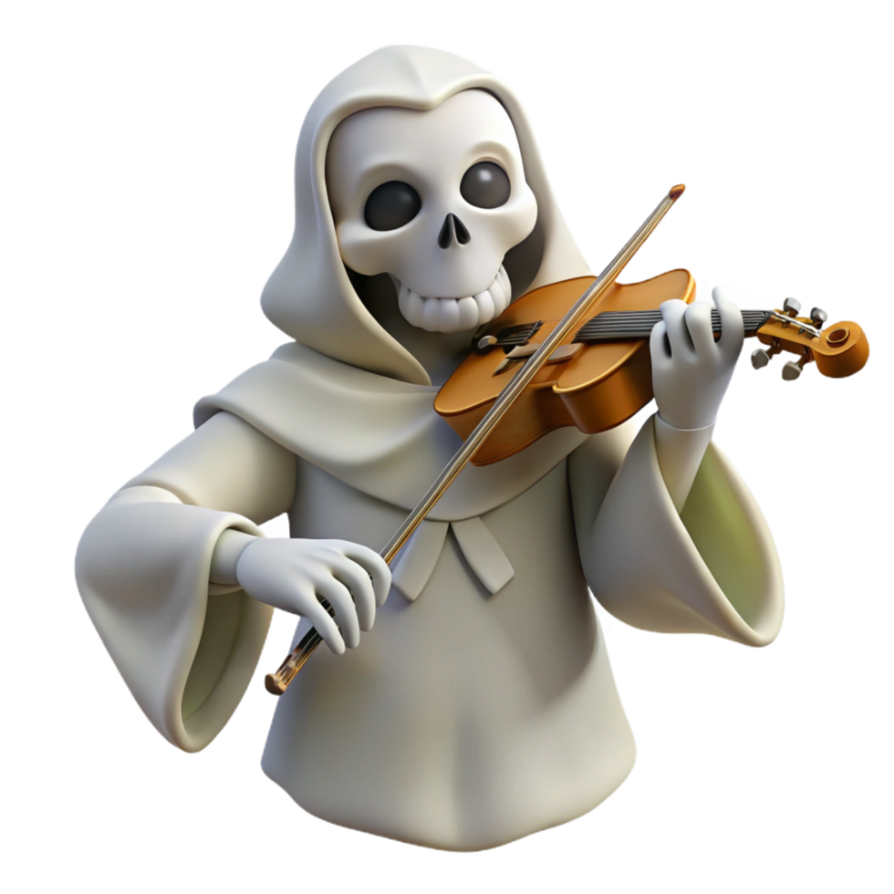 beautiful creative 3D Illustration Grim Reaper Playing Violin premium png