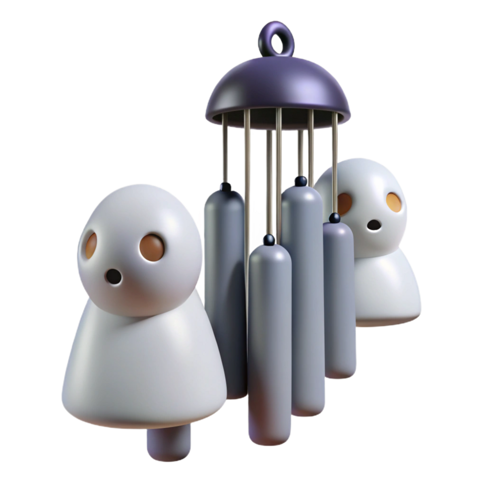 stunning creative 3D Render Ghost Wind Chime Illustration detailed png