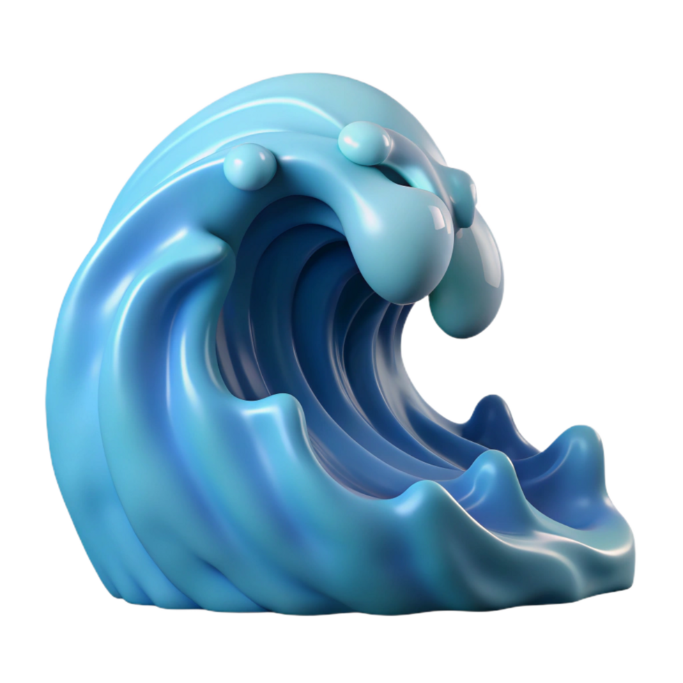impressive rustic 3D Render Blue Wave Abstract Background original png