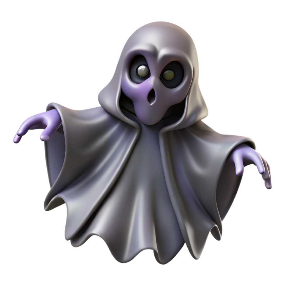 serene minimalist Cute Cartoon Ghost 3D Render 4K png