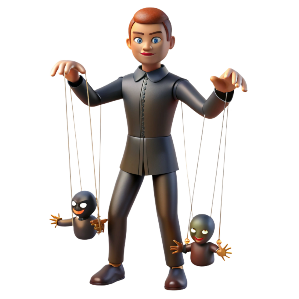vibrant classic 3D Illustration Puppet Master Control professional png