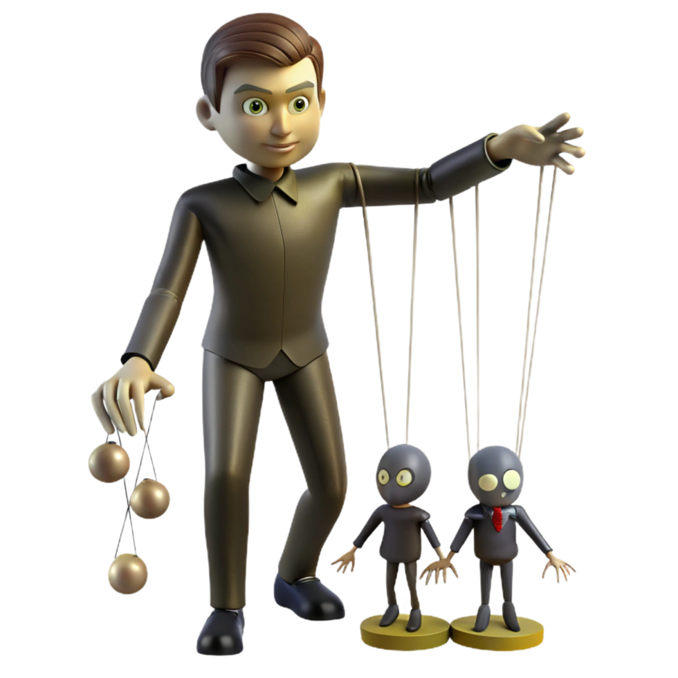 wonderful modern 3D Illustration Puppet Master and Puppets high resolution png