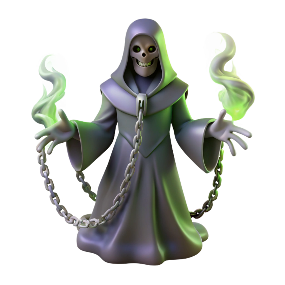 impressive vintage Grim Reaper 3D Render professional png