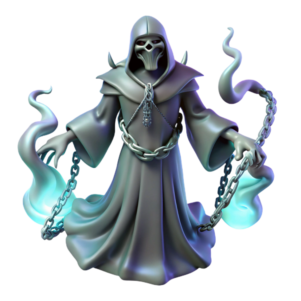 elegant minimalist Spectral Grim Reaper 3D Render original png