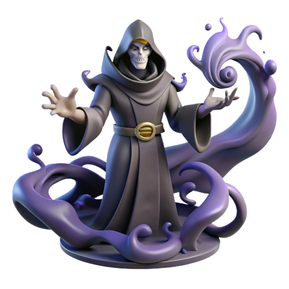 dramatic minimalist 3D Render Wizard in Purple Robe authentic png