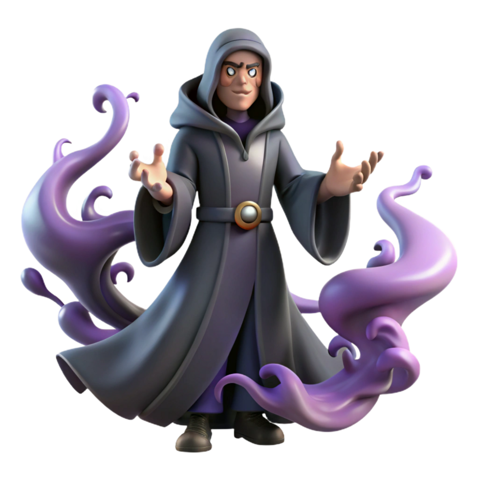 elegant abstract 3D Render of a Dark Wizard high quality png