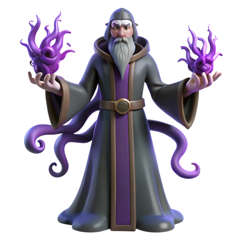 vibrant abstract 3D Render Wizard with Purple Flames high resolution png