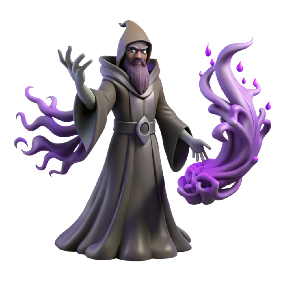 serene rustic 3D Render Wizard with Purple Magic high resolution png