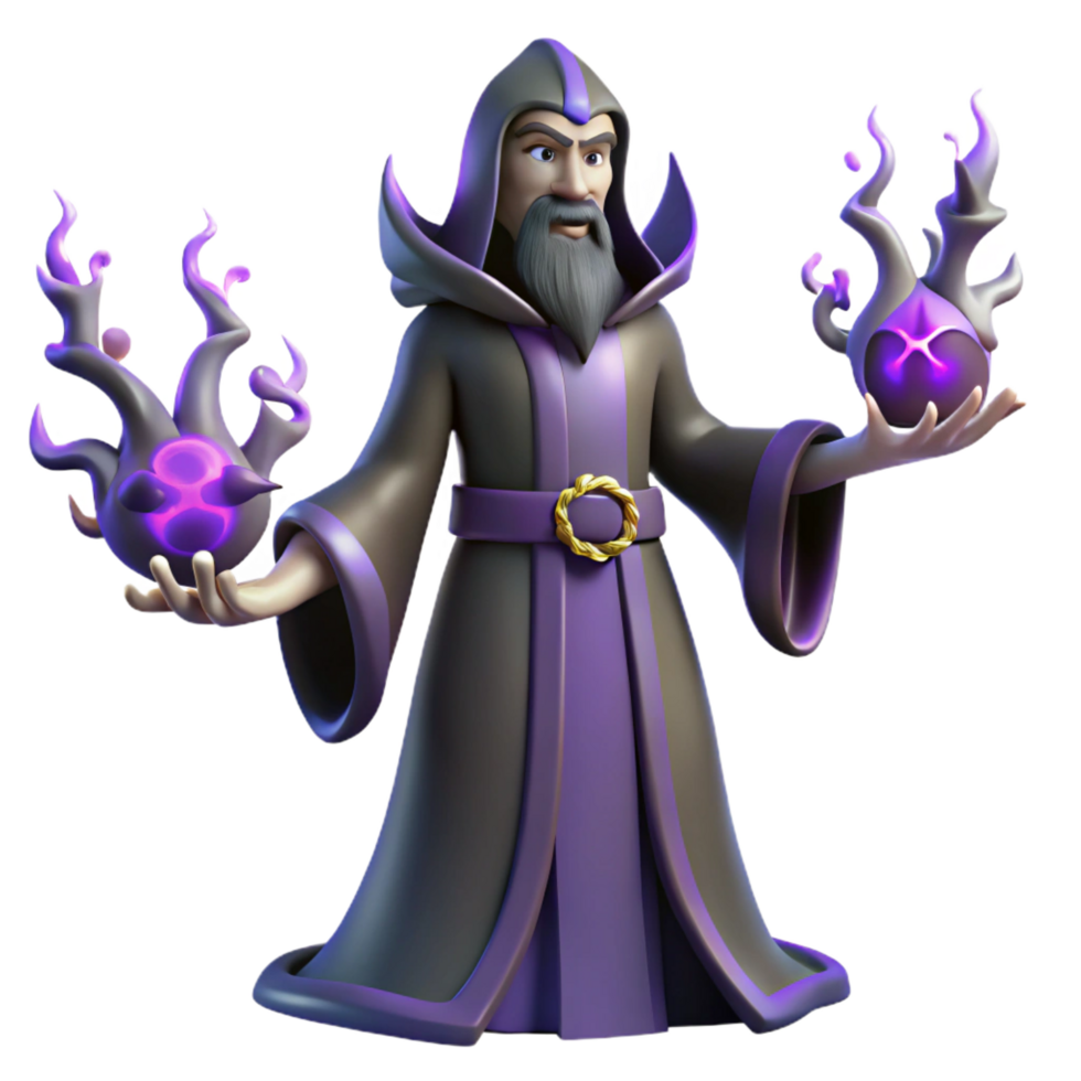 impressive artistic Wizard 3D Render Purple Robe Magic premium png