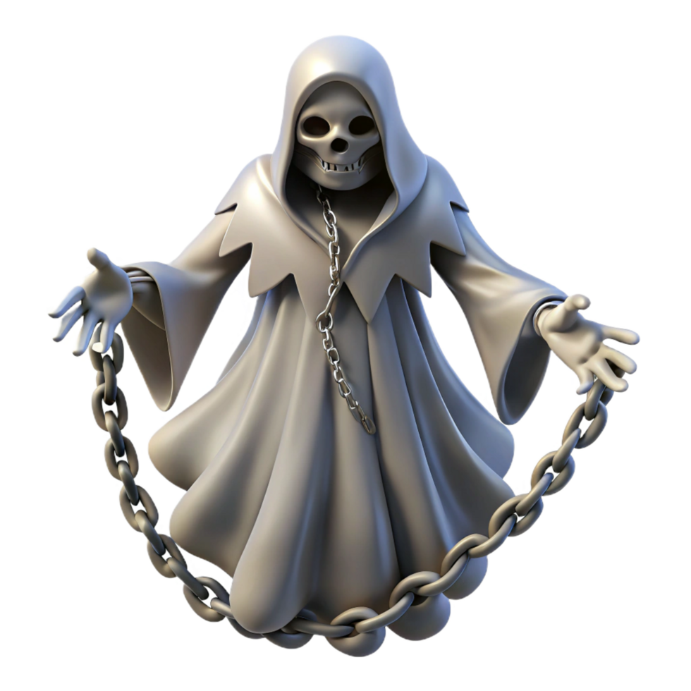 elegant minimalist 3D Render Chained Ghost Illustration high quality png