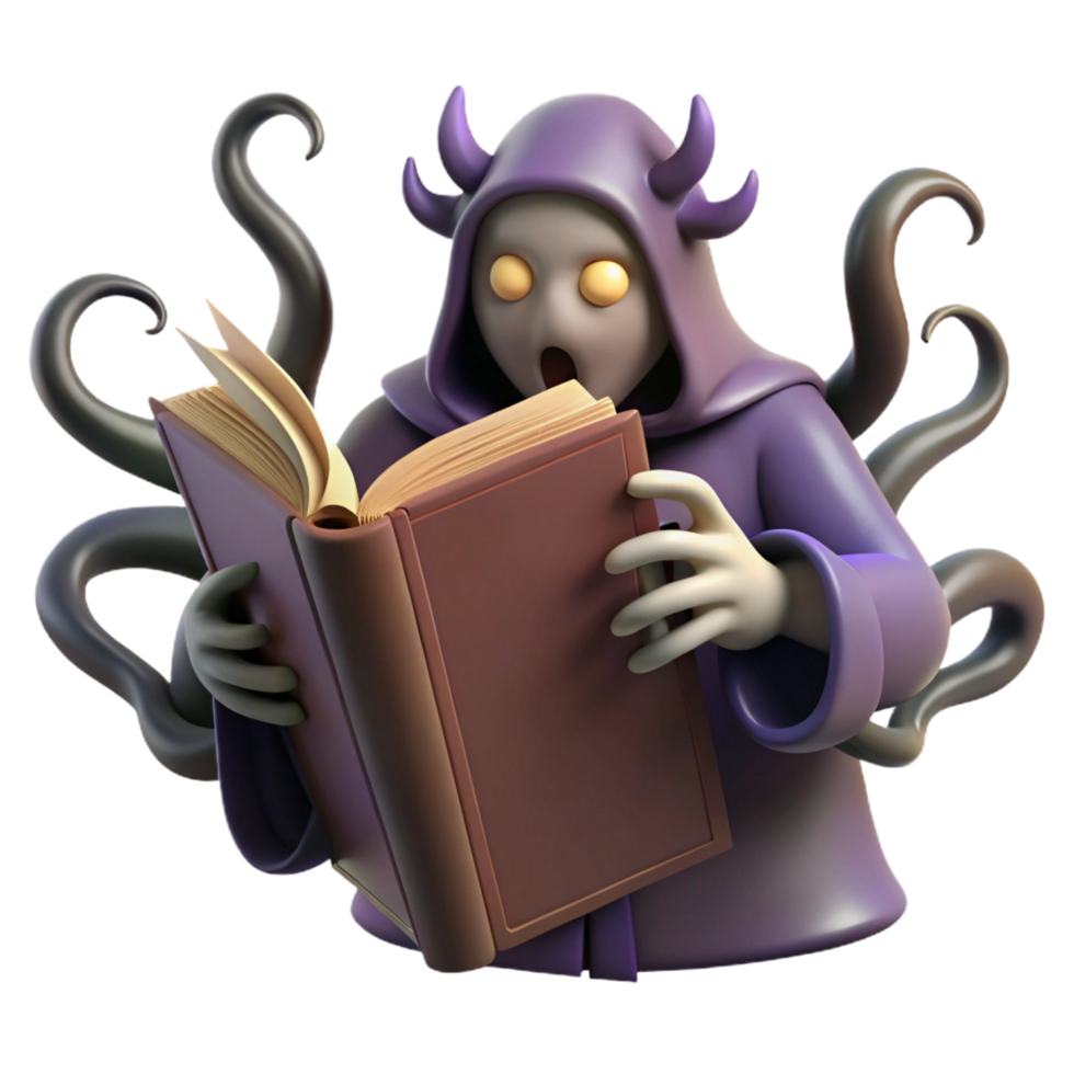 extraordinary artistic 3D Render Spooky Book Reader authentic png