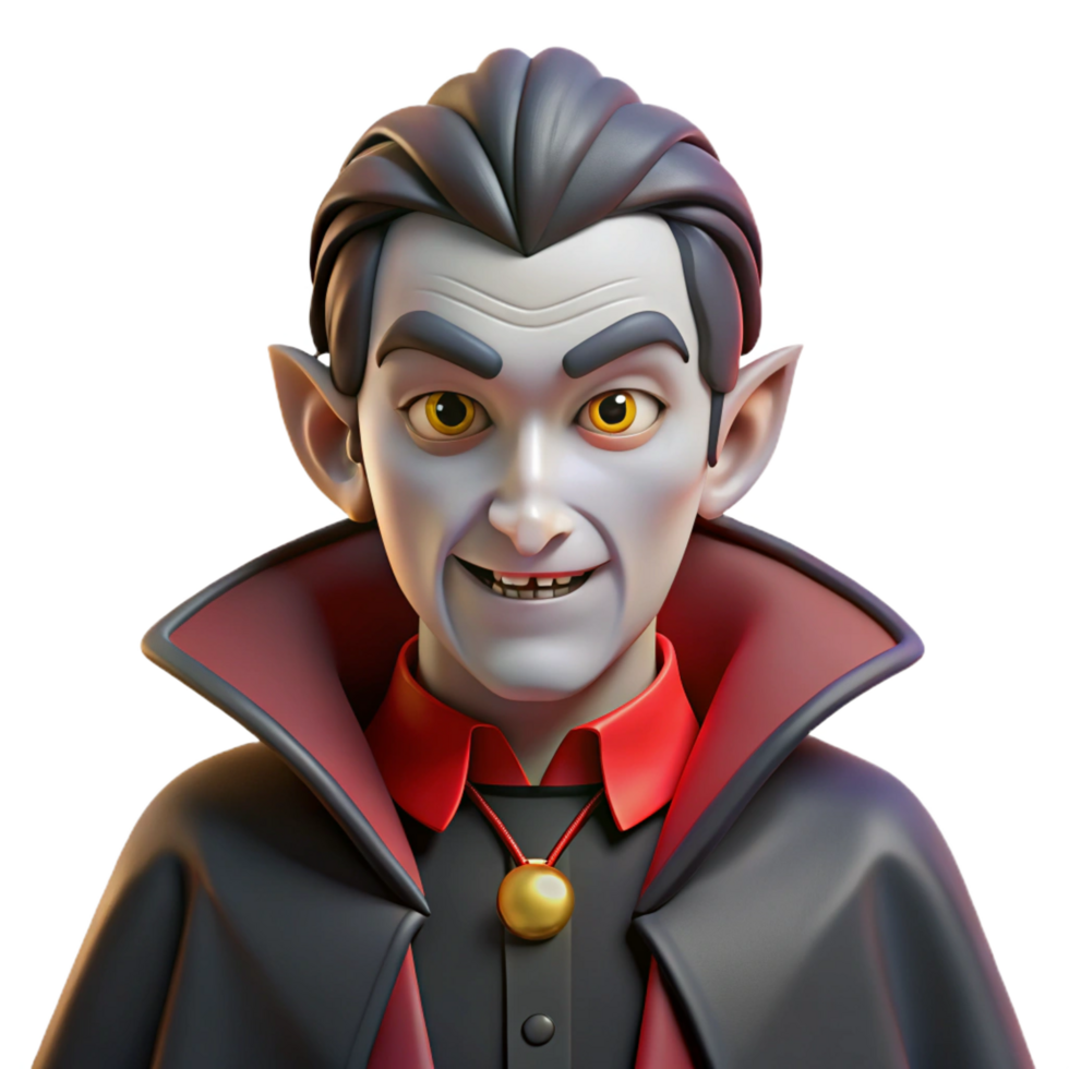 dramatic artistic 3D Cartoon Vampire Illustration premium png