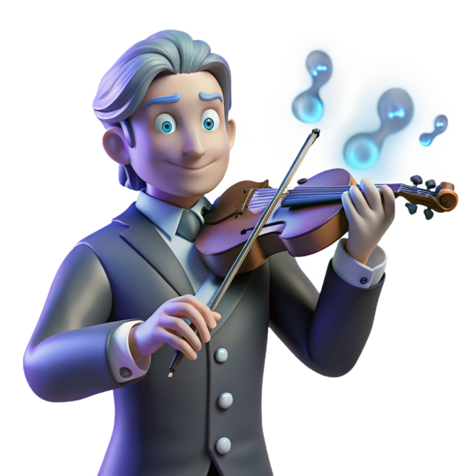 impressive minimalist 3D Cartoon Musician Playing Violin high quality png
