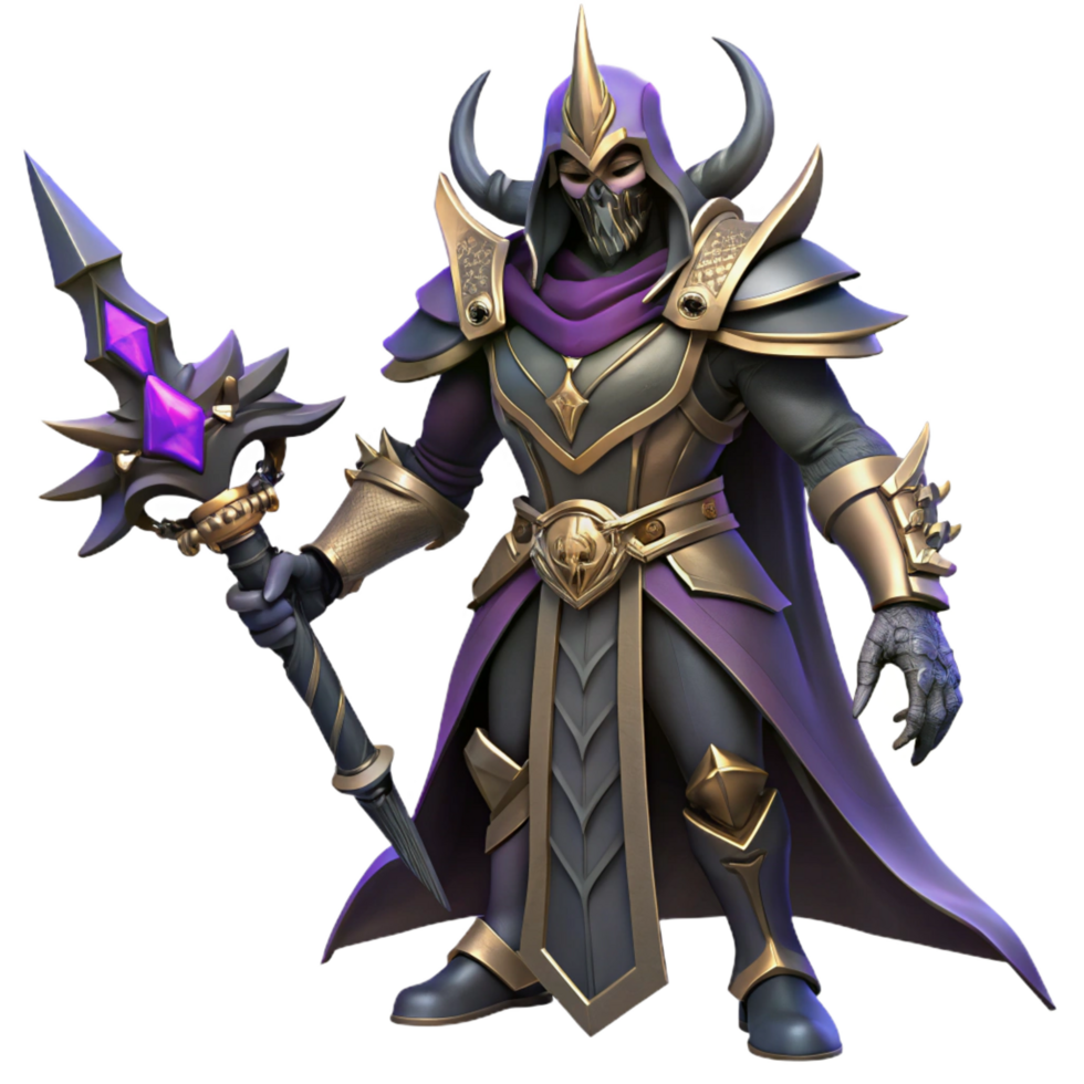 beautiful traditional Dark Fantasy 3D Render of a Sorcerer professional png