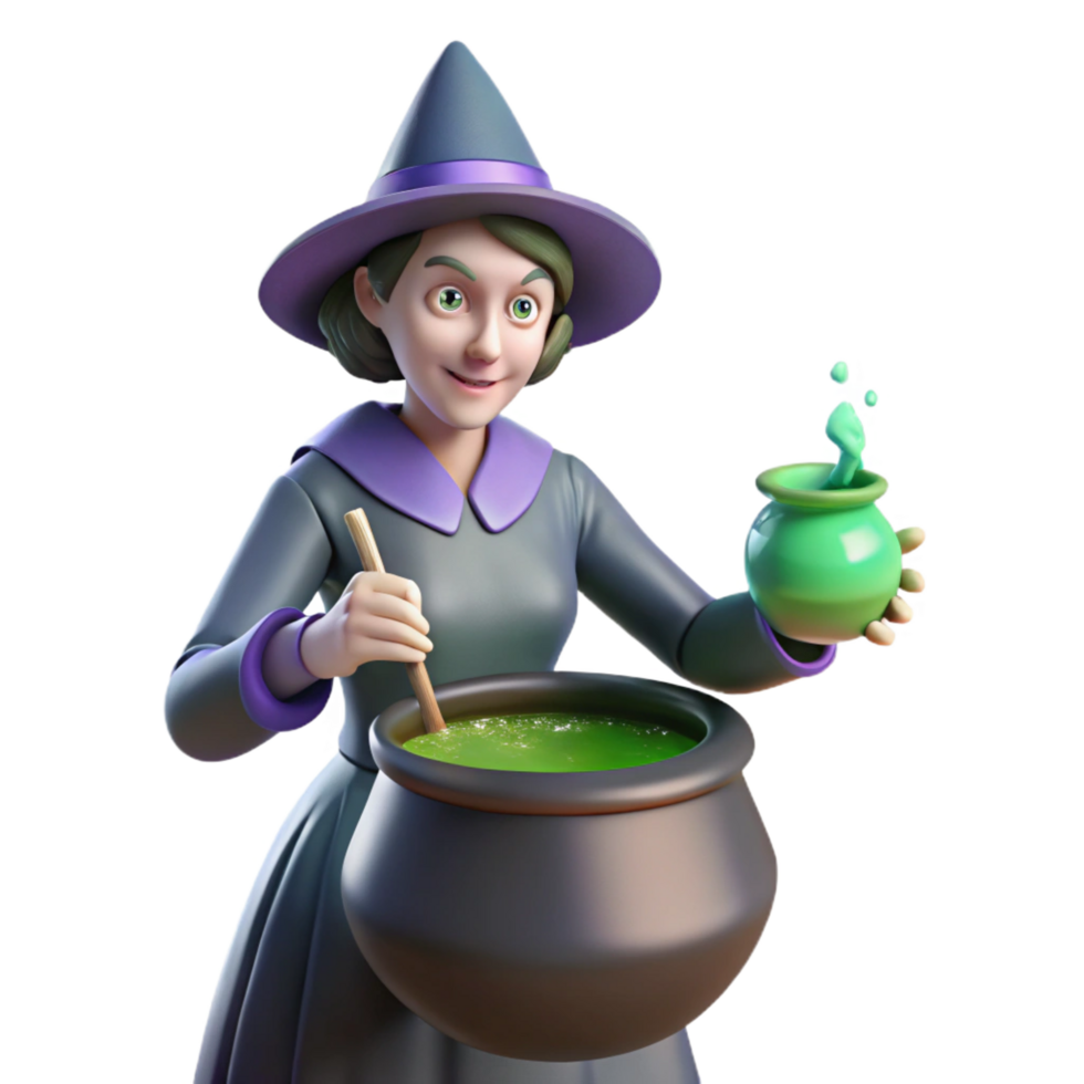 serene classic Smiling Witch 3D Render high resolution png