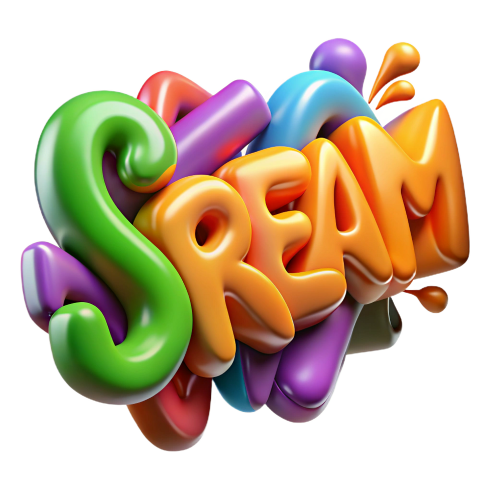 serene minimalist Colorful 3D Dream Text Illustration original png