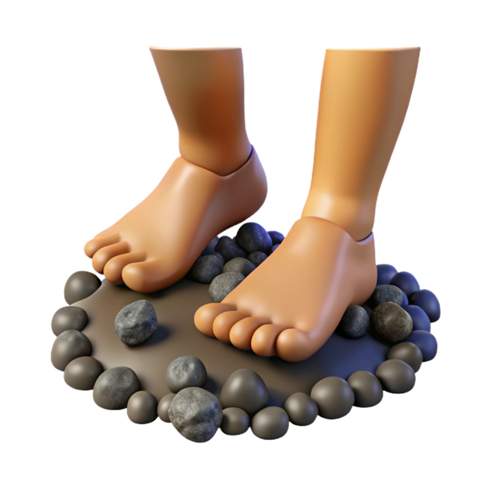 wonderful modern dramatic artistic Cartoon Feet on Rocks 3D Render high resolution professional png