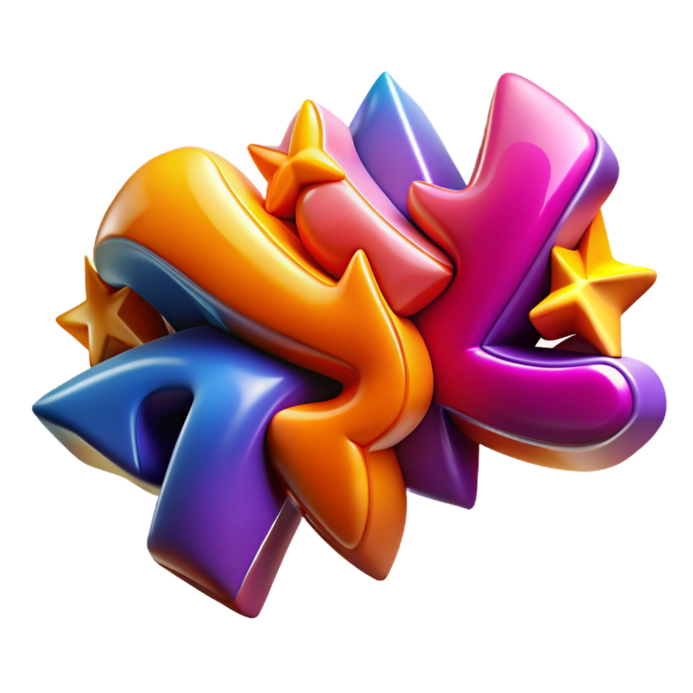 dramatic modern Abstract 3D Colorful Arrows and Stars high quality png
