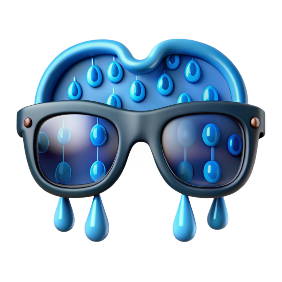magnificent vintage 3D Sunglasses Illustration Rainy Day detailed png