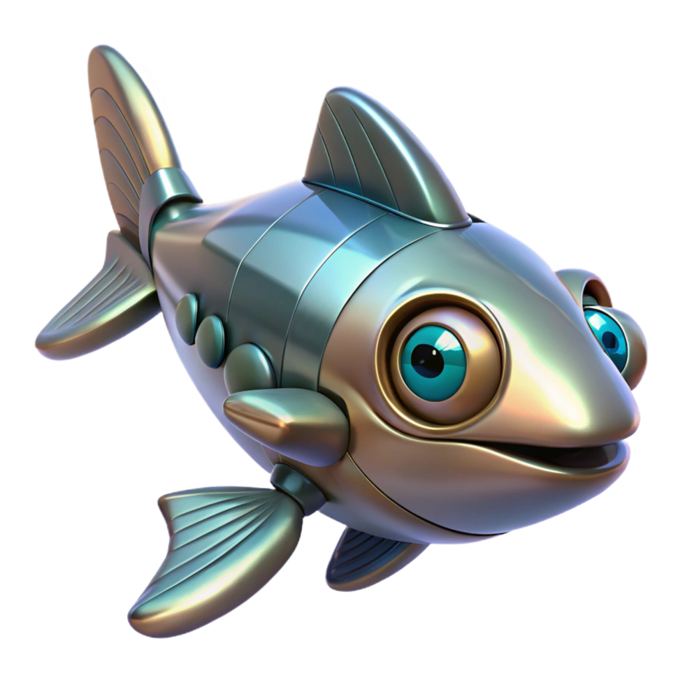 wonderful abstract extraordinary abstract 3D Render Metallic Robot Fish Illustration detailed high resolution png