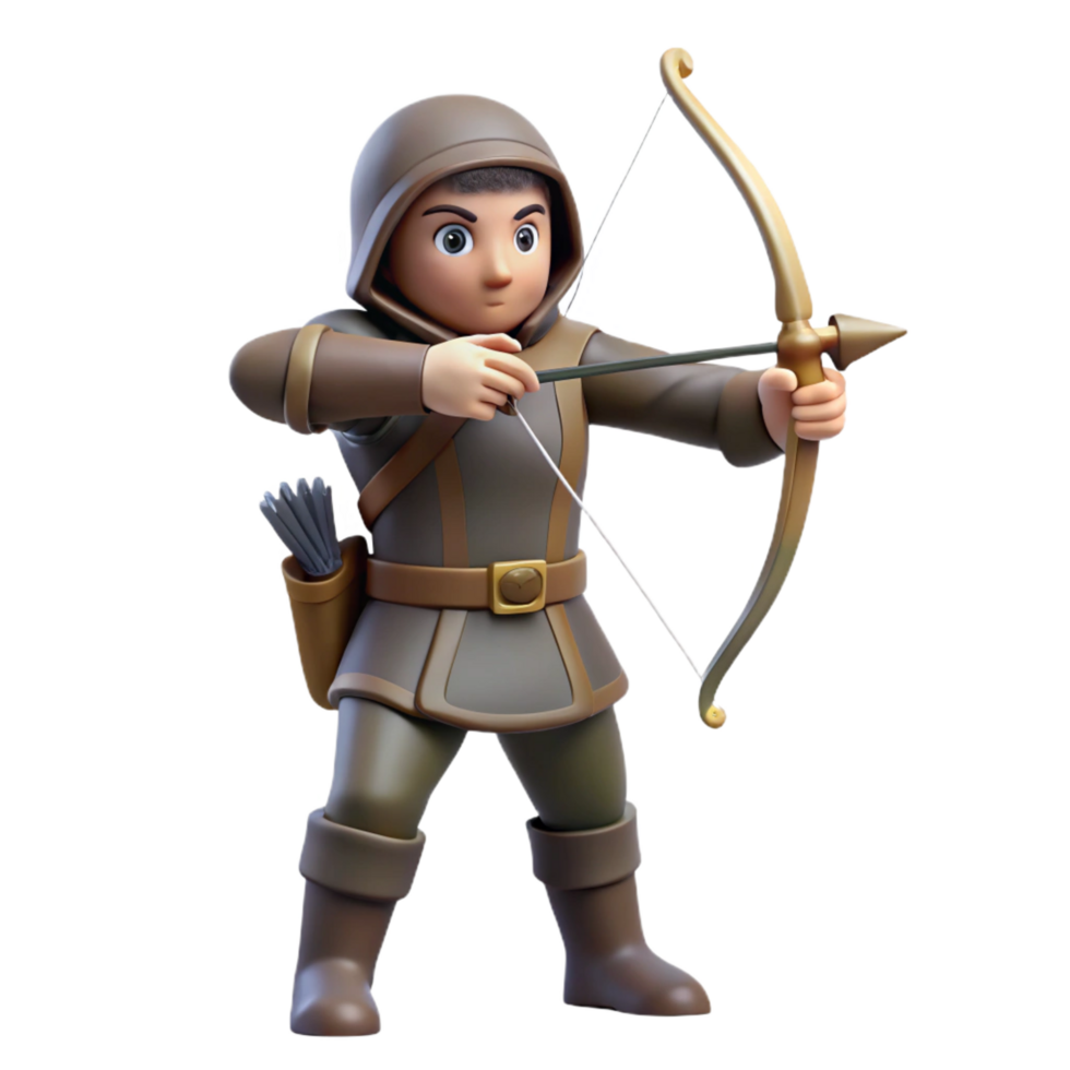 vibrant traditional 3D Cartoon Archer Illustration genuine png