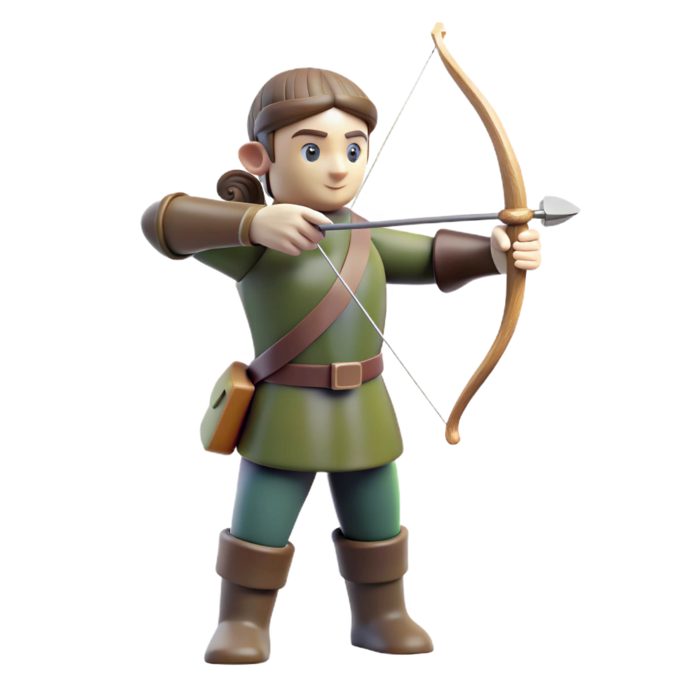extraordinary rustic 3D Cartoon Archer Illustration original png