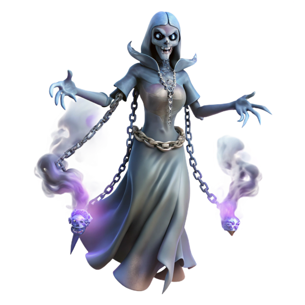 stunning classic Spectral Chain Sorceress 3D Render premium png