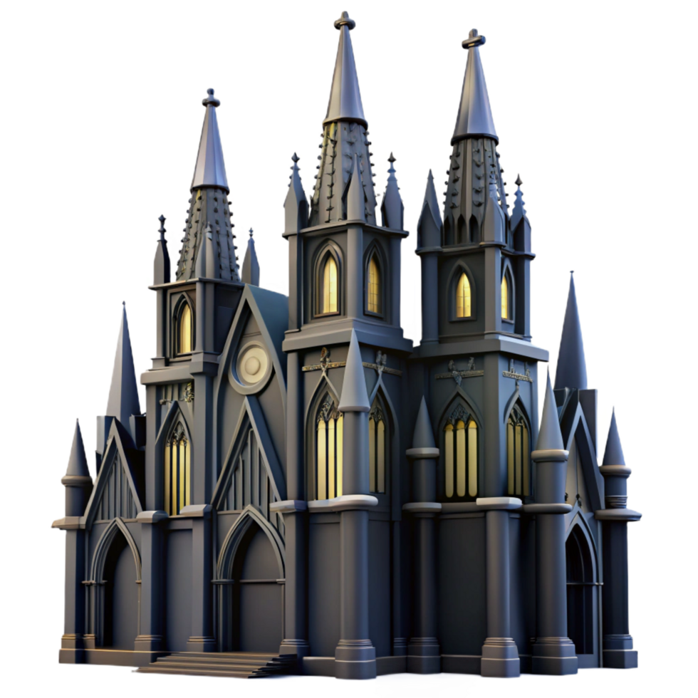 elegant vintage Gothic Cathedral 3D Render detailed png