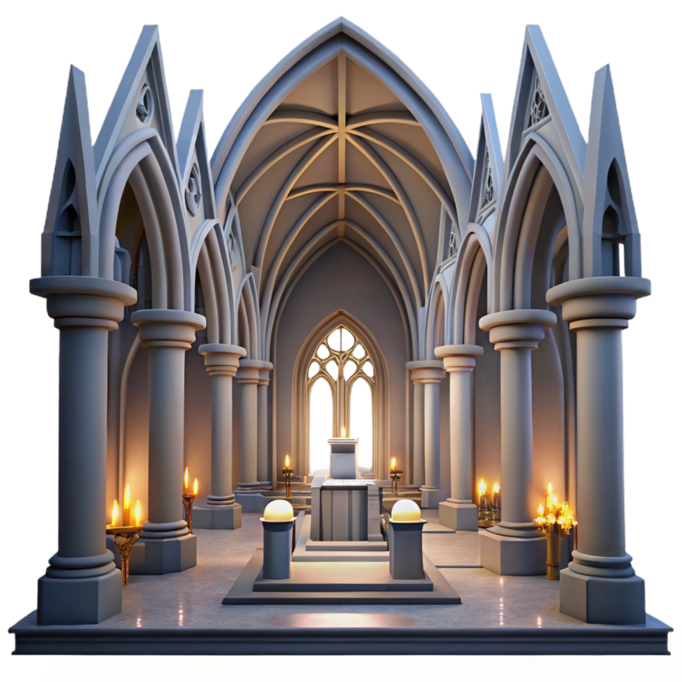 wonderful traditional Gothic Chapel 3D Render exclusive png