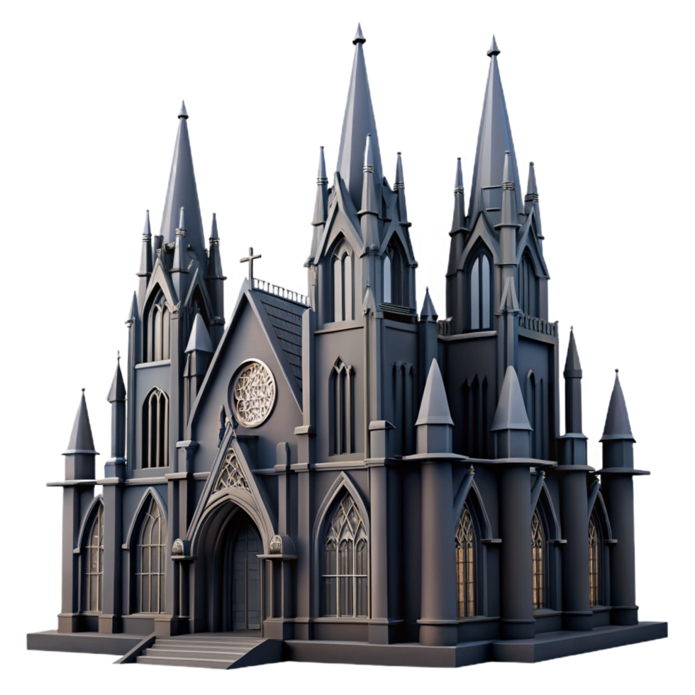 vibrant contemporary Gothic Cathedral 3D Model original png