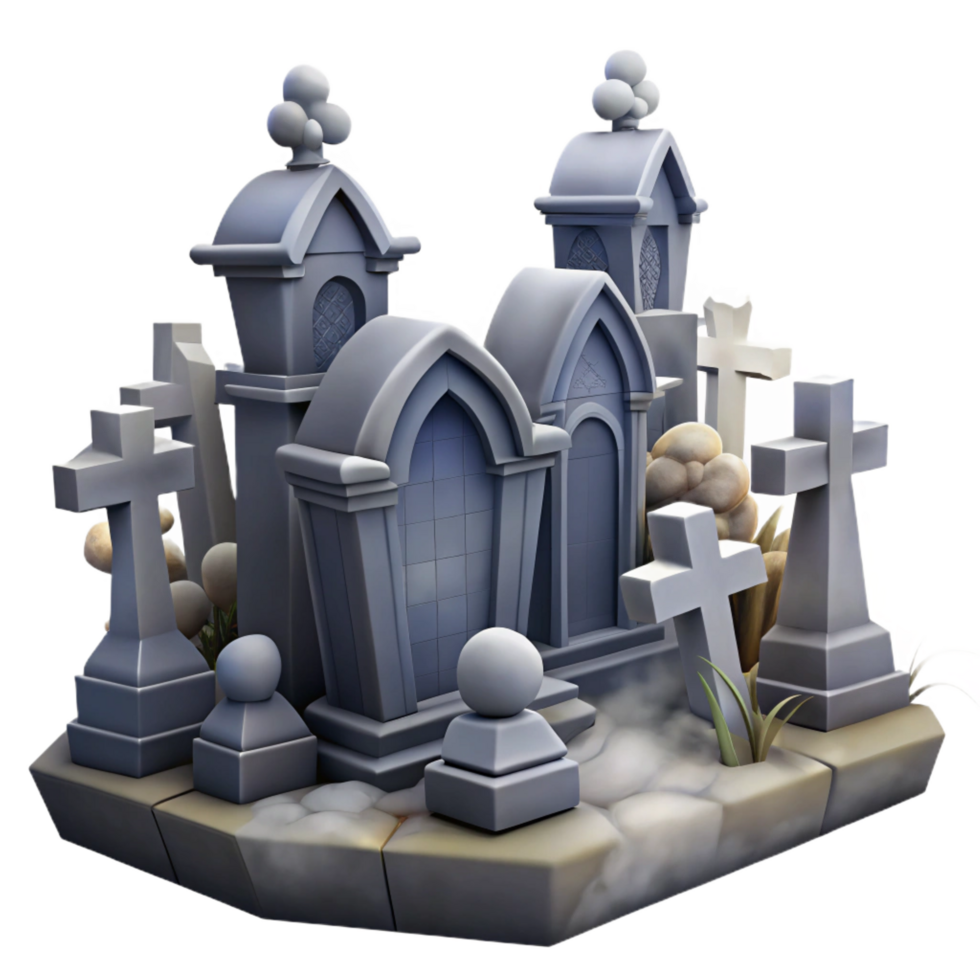 extraordinary rustic Stylized 3D Graveyard Illustration exclusive png