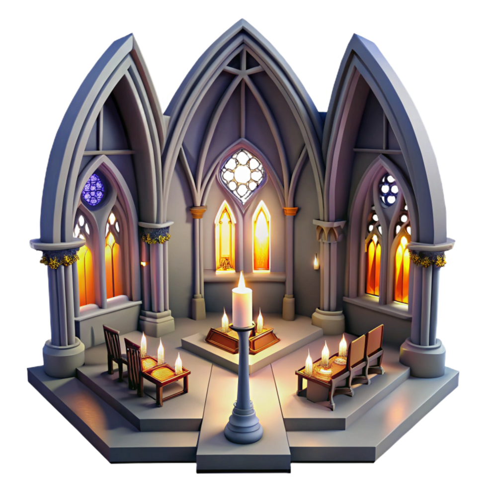 extraordinary creative Gothic Chapel 3D Render 4K png