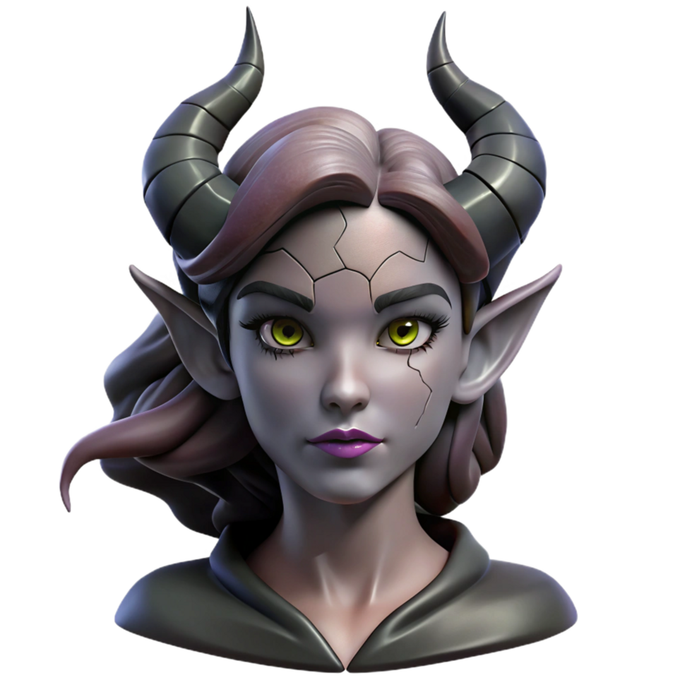 impressive modern Stylized Demon Girl 3D Model 4K png