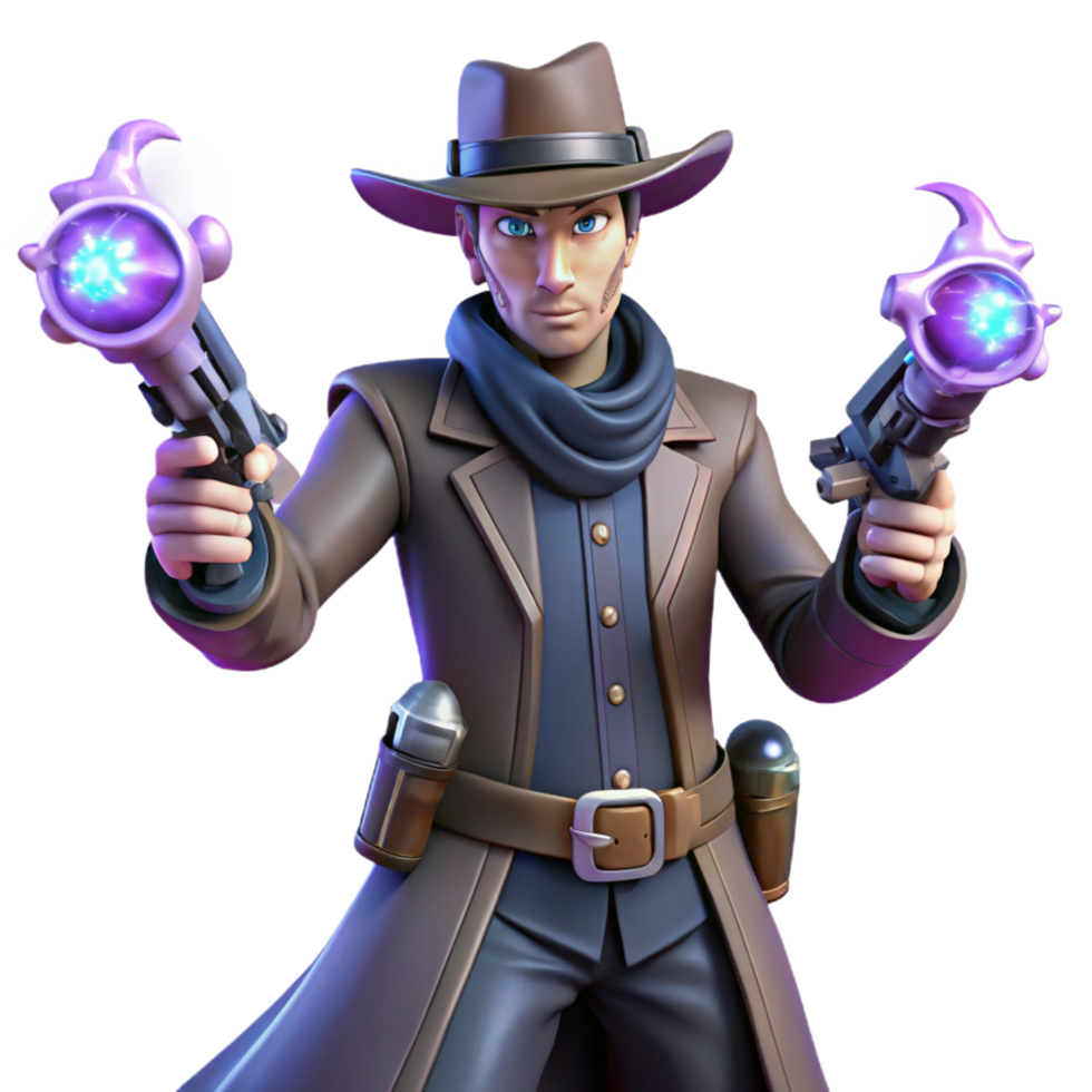 wonderful creative vibrant modern 3D Render Gunslinger Cowboy Illustration 4K professional png