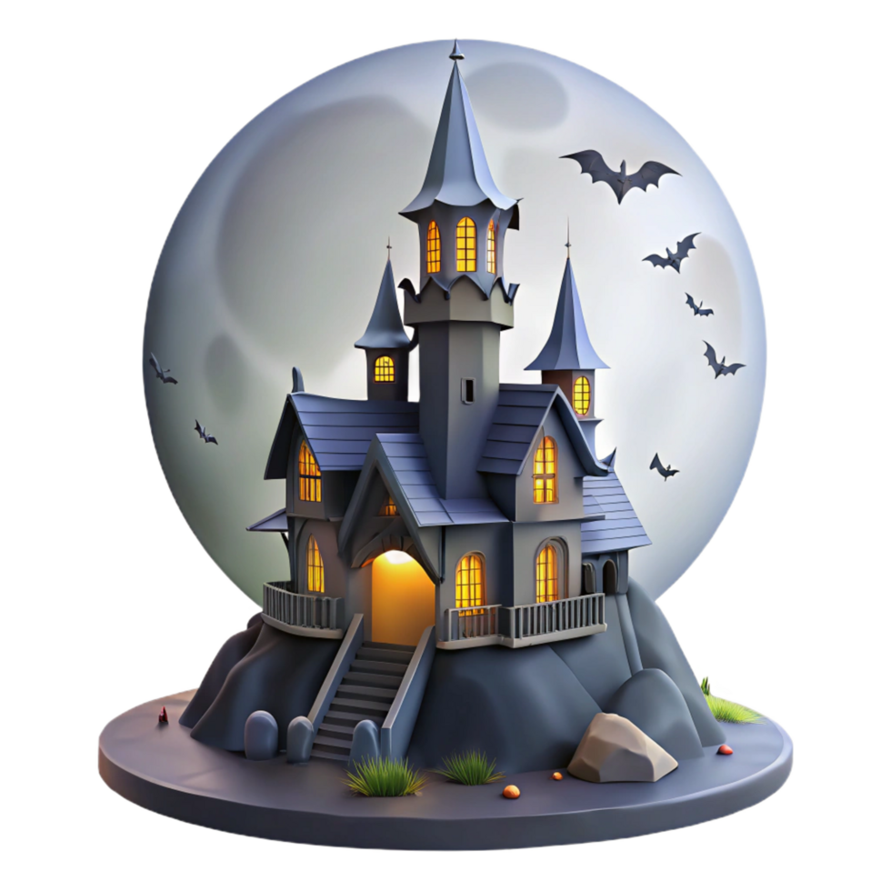 dramatic artistic Halloween Haunted House 3D Render authentic png