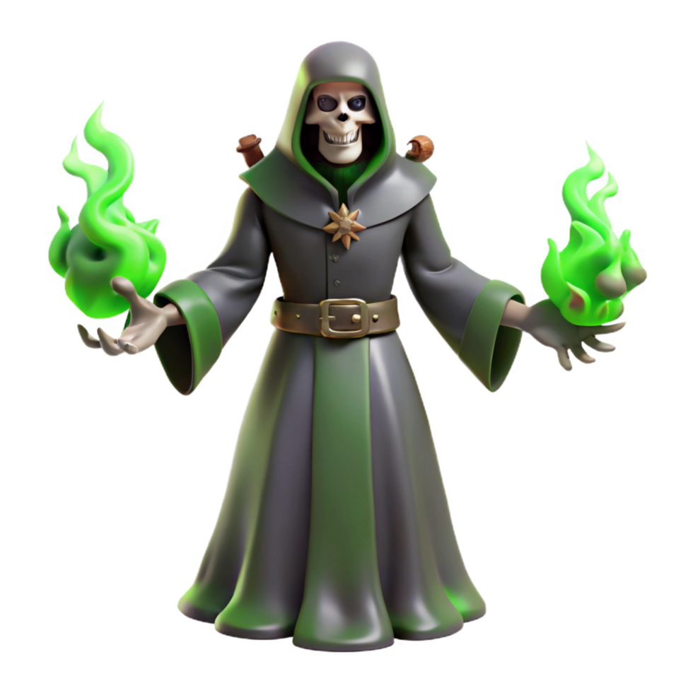 magnificent contemporary 3D Render of a Grim Necromancer professional png